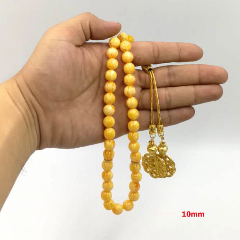 Мусульманские четки Ambers цвет 33 66 99 Бусы Tasbih подарок Рамадана золотые