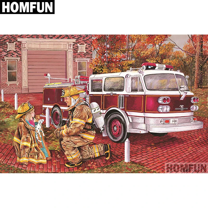 HOMFUN алмазная живопись Пожарная служба картина с полными квадратными/круглыми
