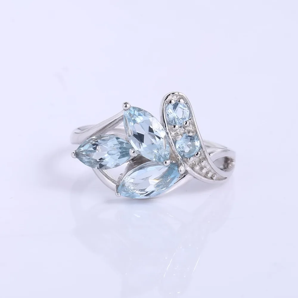 GEM'S балетные классические 925 пробы серебряные серьги набор колец для женщин Свадебные украшения с голубым топазом
