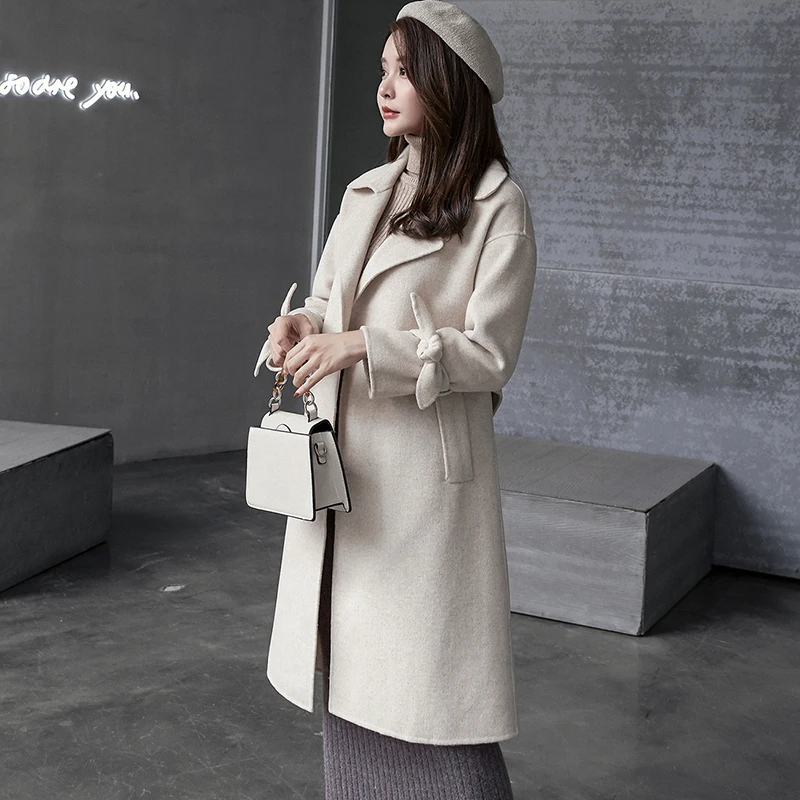 2019 Новое анти-сезонное двустороннее шерстяное пальто женское длинное выше