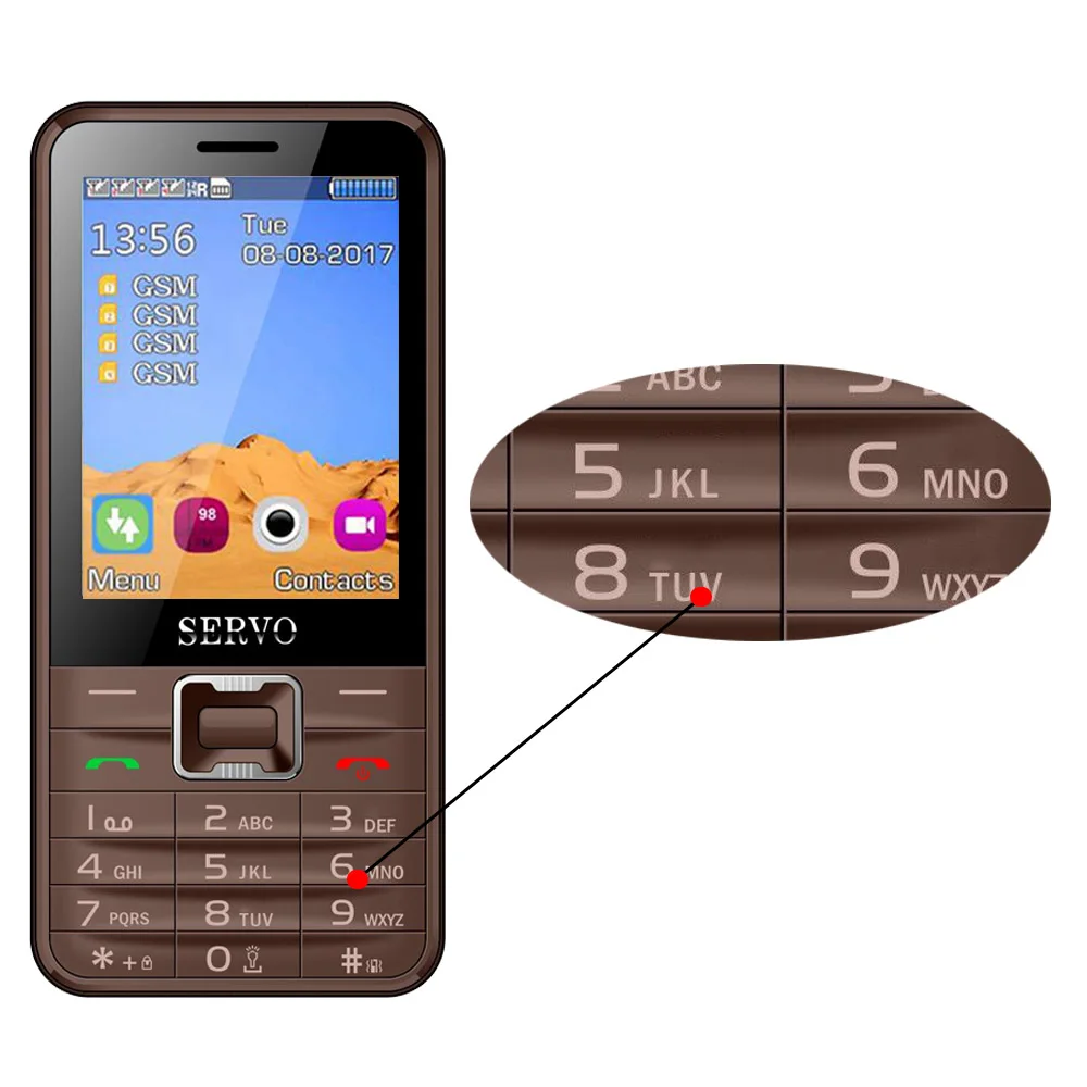 English button Brown SERVO V8100 2,8 дюймов 4 sim-карты 4 резервный телефон Bluetooth фонарик FM GPRS GSM мобильные телефоны с русской клавиатурой мобильный телефон - Цвет: English button Brown