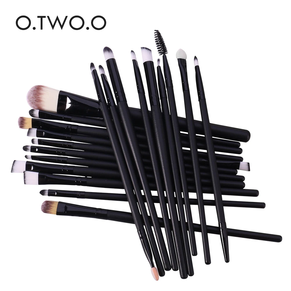 O. TWO. O 20 шт./лот, черные Профессиональные кисти для макияжа, набор кистей для макияжа, инструменты, набор, основа, пудра, шейдер, лайнер