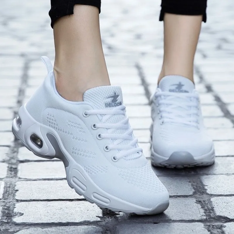 white fashion shoes Спортивная обувь для женщин; теннисная обувь кроссовки на танкетке; Ayakkabi Bayan; дышащая обувь для прогулки на открытом воздухе; zapatillas fitness Mujer - Color: white fashion shoes