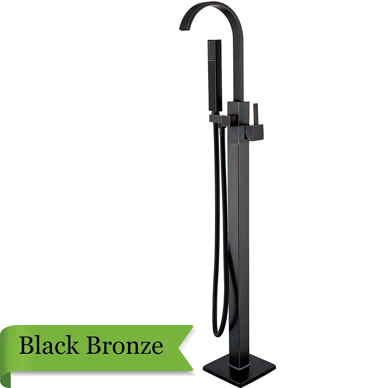 Black Bronze A Хромированный напольный кран для ванной, латунный Одноручный наполнитель для ванной, абс ручной душ, отдельно стоящий кран для ванной, смеситель для ванны - Цвет: Black Bronze A
