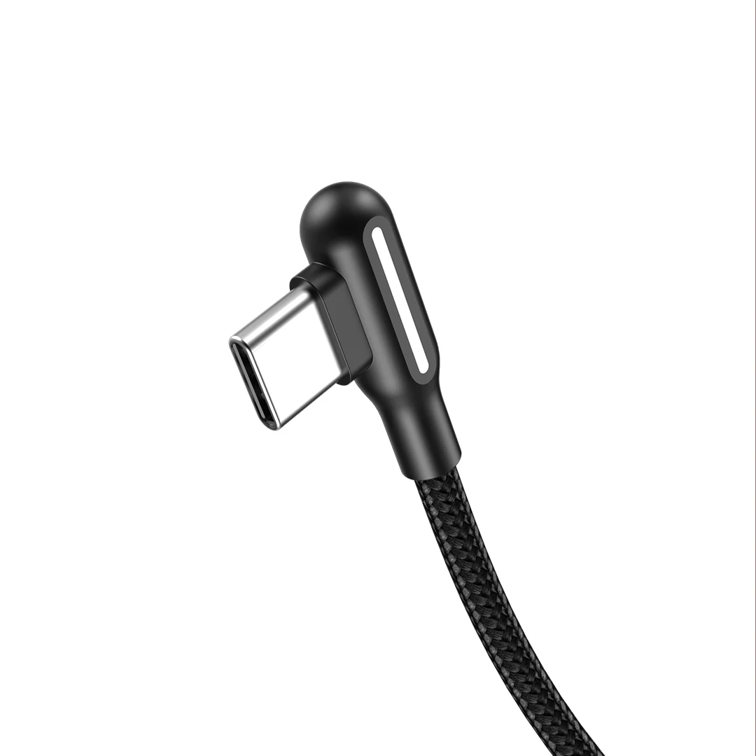 Xiaomi Плетеный светодиодный кабель Type C с прямым углом дизайн USB для быстрой зарядки