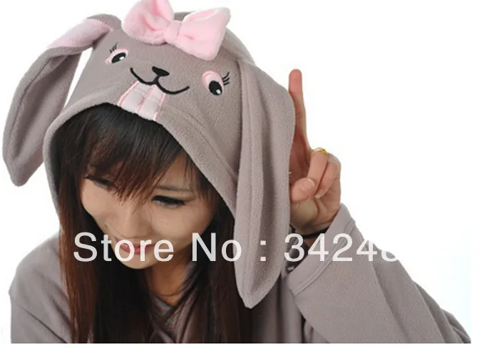 Милый мультфильм все в одном взрослых серый кролик Мужская Footed пижамы Onesie Теплый