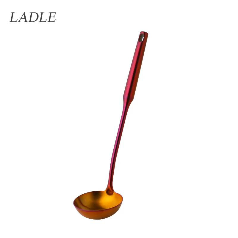 Soup Ladle-RB3 Нержавеющая сталь Золото суповая ложка щелевая дуршлаг ложка с длинной ручкой набор фильтр скиммер кухонный инструмент посуда - Цвет: Soup Ladle-RB3