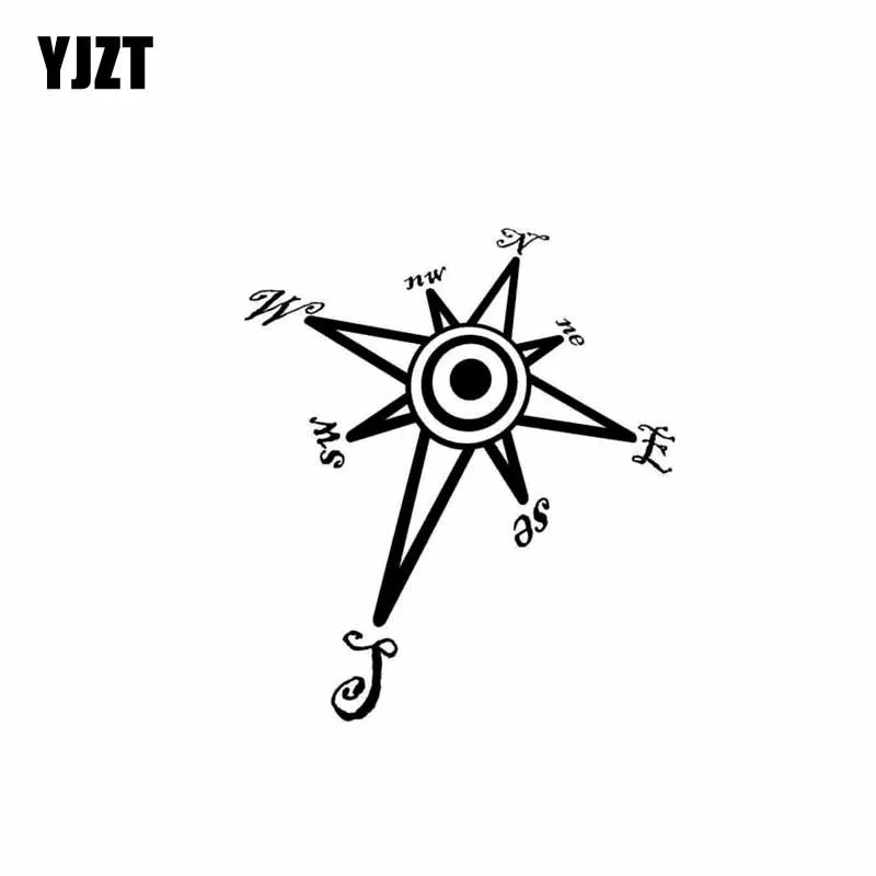 

YJZT 13CM*14.9CM Compass Car Sticker Vinyl Decal For Cars Motorcycle Black/Silver C10-01787