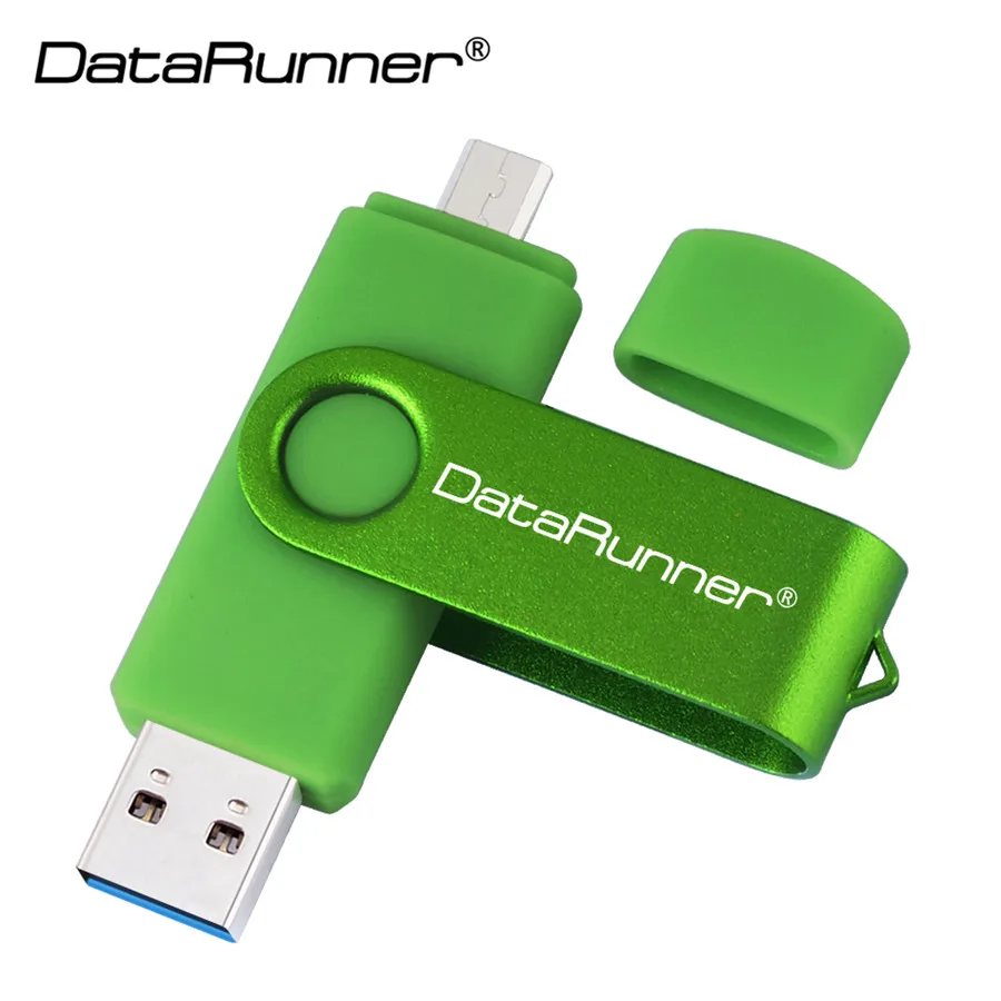 Зеленый Usb 3,0 DataRunner OTG USB флеш-накопитель для смартфонов/планшетов/ПК 32 Гб 64 Гб 128 ГБ 256 ГБ флэш-накопитель USB флеш-накопитель - Цвет: Зеленый