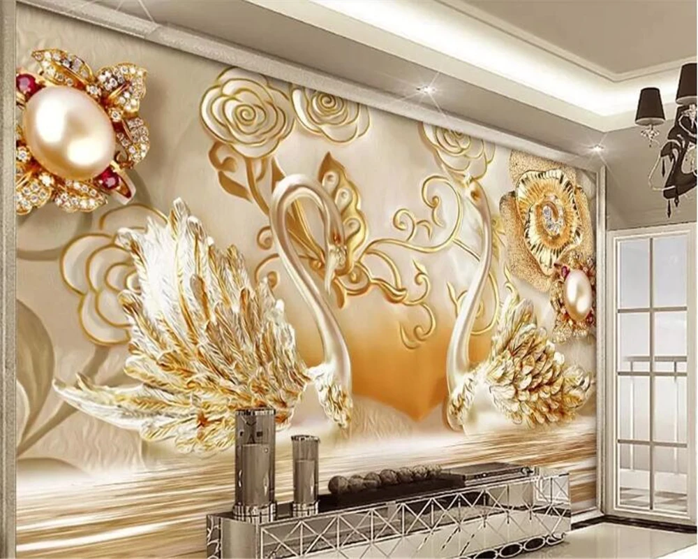 beibehang wallpaper Luxury aristocratic European interior hardcover diamond jewelry 3d wall background | Обустройство дома