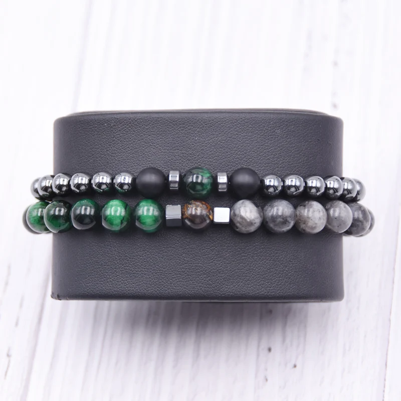 Браслет для влюбленных 2 шт./компл. роскошный браслет из бисера 8 мм мужской камня