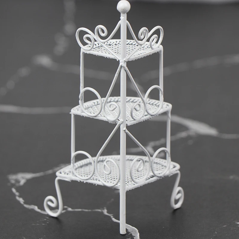 

1/12 Art Miniature Metal Mini Triangle Flower Stand Kids Toys Furniture White For Children Dollhouses Model Accessories