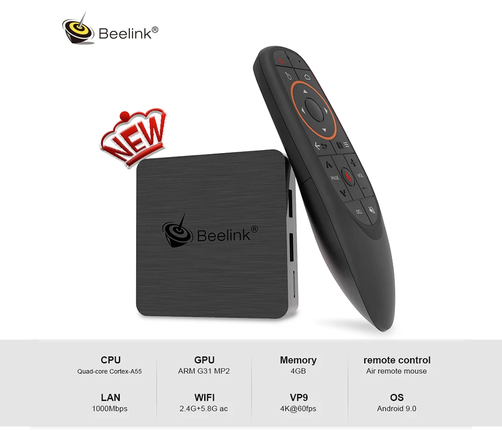 ТВ-приставка Beelink GT1 Mini-2 Android 9,0 Amlogic S905X3 4K HD 4GB 64GB 2,4G 5,8G WiFi 1000Mbps BT 4,0 tv Box с голосовым пультом дистанционного управления