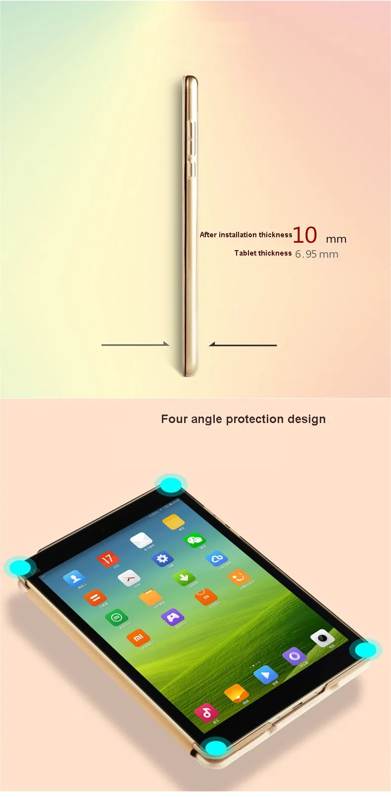 Ультратонкий чехол из искусственной кожи для Xiaomi Mi pad 1 7,9 A0101, светильник, жесткая задняя панель из поликарбоната, умный чехол для Xiaomi Mi Pad1+ стилус+ пленка