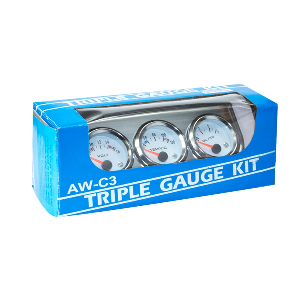 Набор хромированных манометров 2 дюйма 52 мм датчик температуры воды + Вольтметр