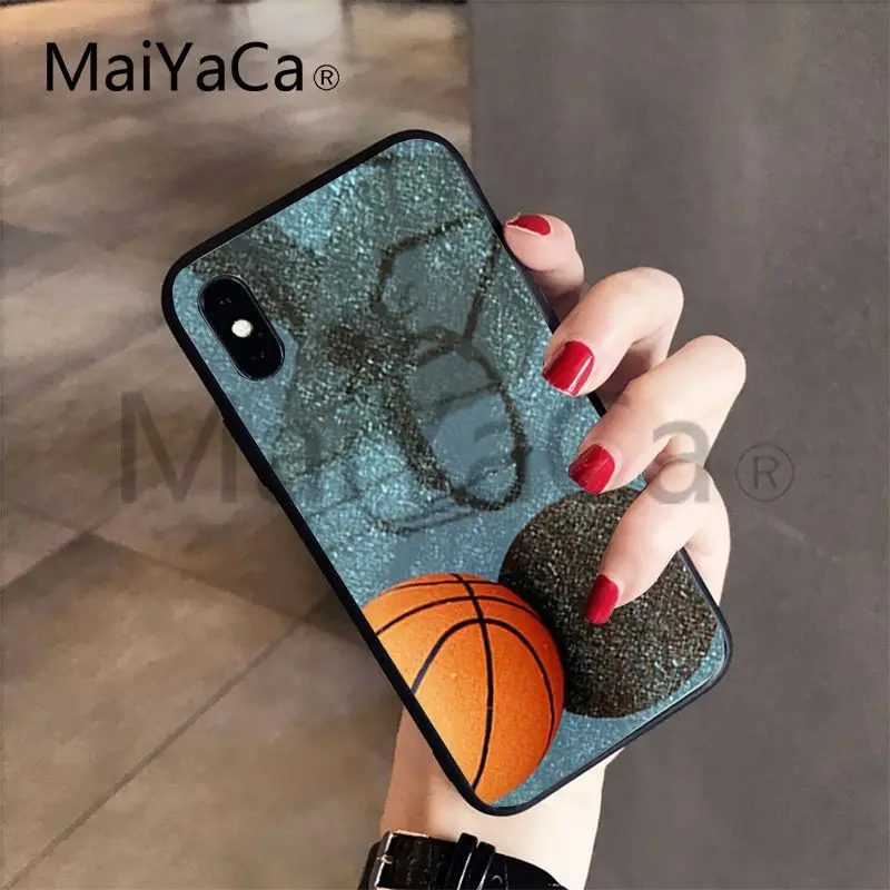 MaiYaCa баскетбольный черный ТПУ мягкий резиновый чехол для телефона iphone 7 7plus X 8 8plus и