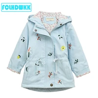 2021 spring autumn girls windbreaker coat jackets baby kids flower embroidery hooded outwear for baby kids coats jacket clothing
