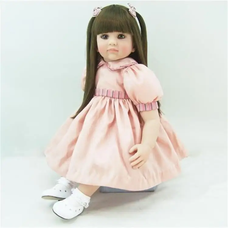 

Детская Реалистичная силиконовая кукла реборн с длинными волосами, 22 дюйма, 55 см