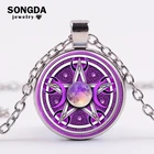 Подвеска SONGDA фиолетовая Тройная Луна кулон богини пентаграмма ожерелье Wicca защита полумесяц Сверхъестественное Амулет ожерелье