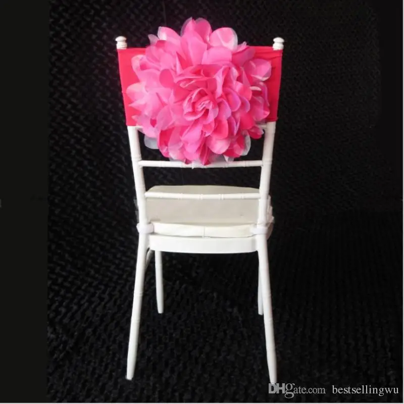 

New Arrival Chair Decoration Flower Upscale Design Chair Sash Ruffle Cover For Wedding Banquet Decorations Supplies