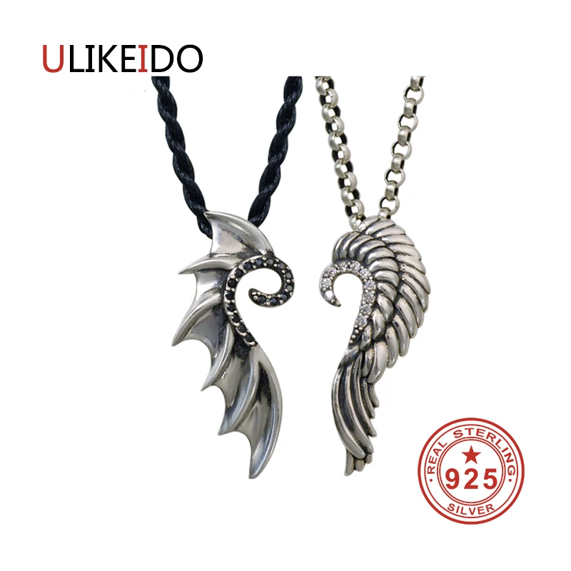 

Pure 925 Sterling Silver Jewelry Wing Charms Punk Pendants for Men And Women Thai Silver Necklace Chain Fine Gift 1325
