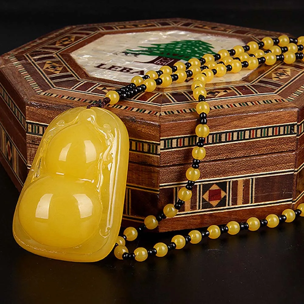 Этнические Пчелиный Воск Шаблон Кулон Ожерелье Для Мужчин Женщины Желтый Из