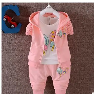 Спортивный костюм для маленьких девочек 3 предмета хлопковая толстовка + топ