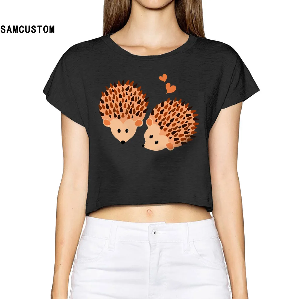 SAMCUSTOM 2017 Hedgehogs Women New 3D Print Summer Fashion Crop Tops Street t shirt Bare Midriff Sexy T Shirt free shipping|sexy t-shirt|fashion