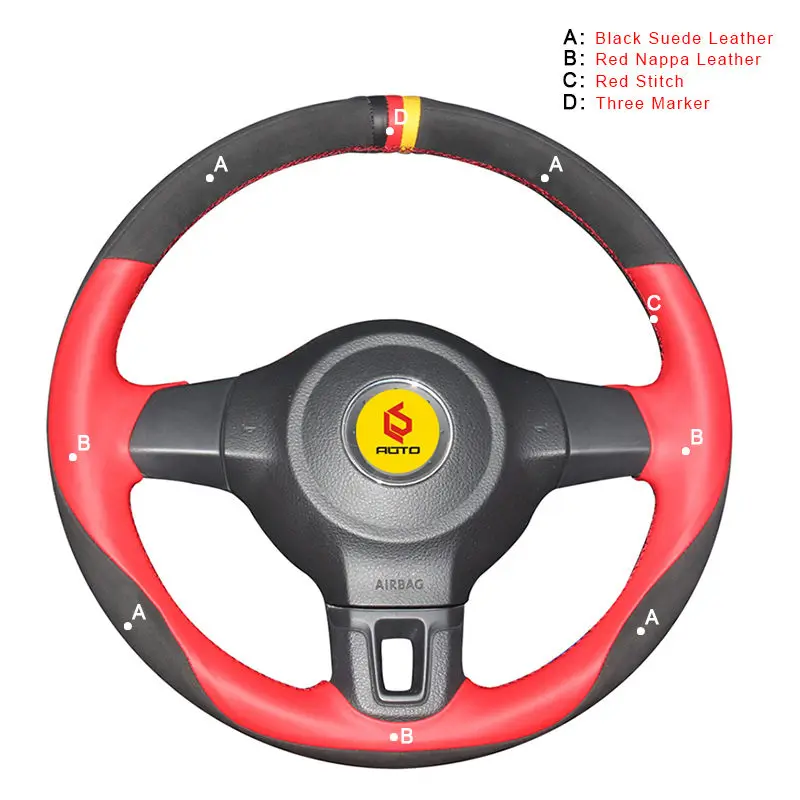 Nappa and Suede Автомобильная Оплетка на руль для Volkswagen VW Golf 6 Mk6 VW Polo MK5 2010-2013Q без оригинальных кожаных чехлов на колеса - Название цвета: Nappa and Suede