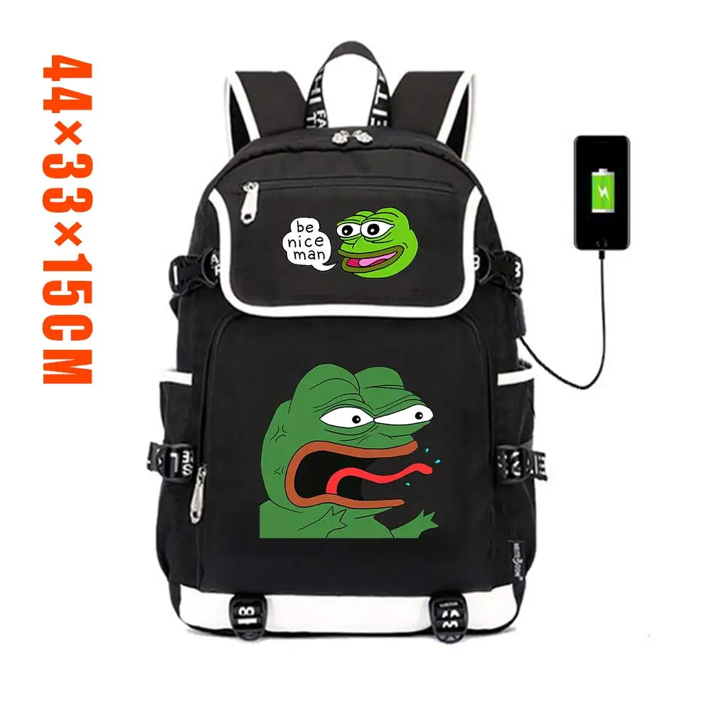 Suncomics забавная лягушка Pepe Broche Повседневный холщовый рюкзак Внешний usb зарядный