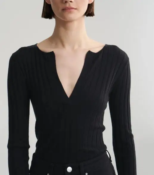 Трикотажный Свитер Avresa с V-образным вырезом и длинными рукавами белый серый