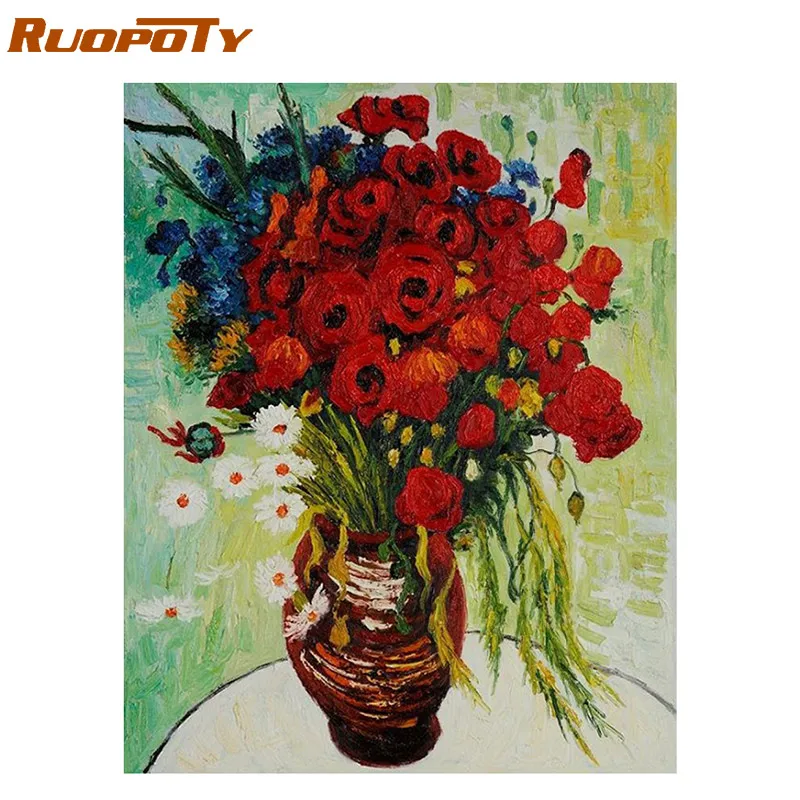 1591 RUOPOTY Рамка DIY Краска по номерам горный дворцовый Пейзаж Современная Настенная Художественная Картина Краска по номерам для домашнего декора произведение искусства - Цвет: 1591