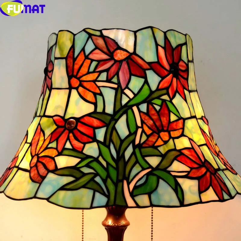 Настольная лампа FUMAT из стекла в европейском пасторальном стиле зеленая стрекоза