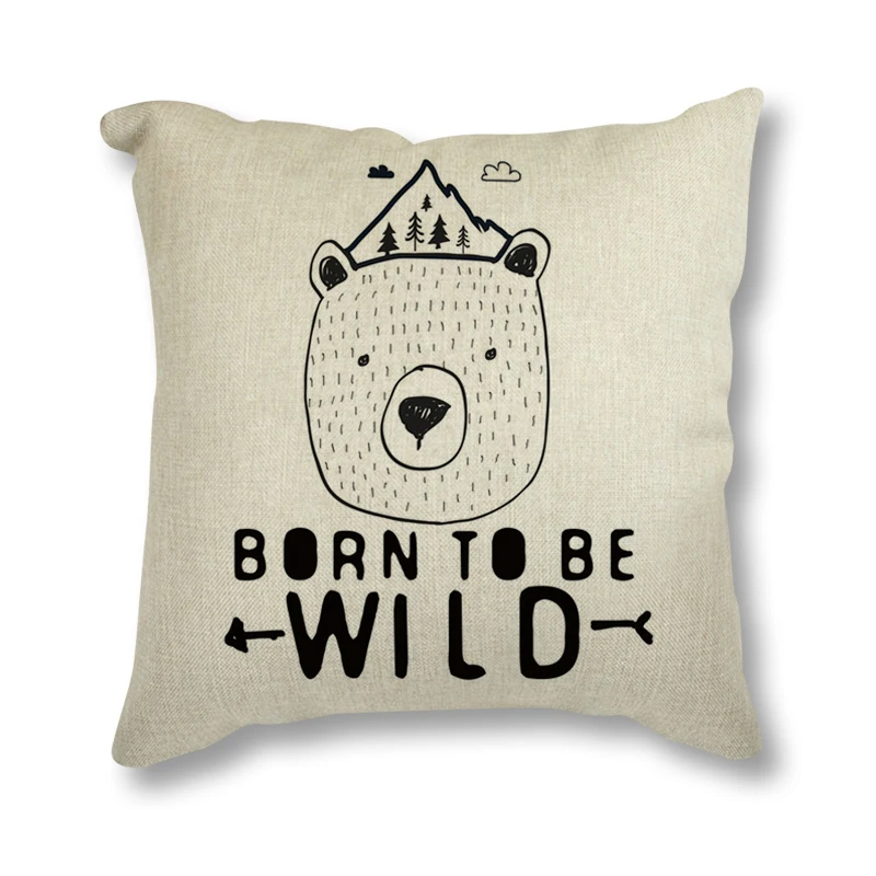 Племя медведь лиса голова плакат черный цвет для дивана животное|Наволочки| |