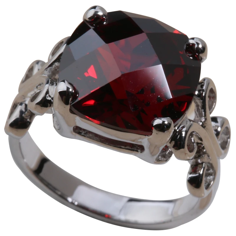 Кольцо серебряное с красным гранатом и зеленым цирконом Размер 6 / 7
