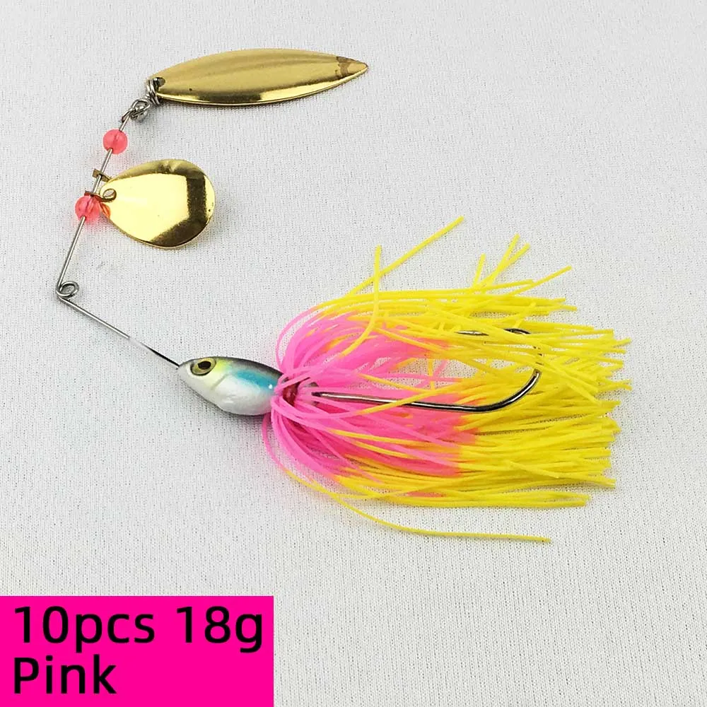 10pcs 18g Pink 10 шт. приманка для рыбалки жесткая Базз флэш-приманки блесна ложка Поворотная басовая Щука быстрый поиск длинные литые приманки - Цвет: 10pcs 18g Pink