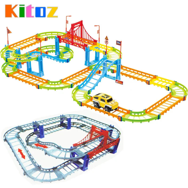 Kitoz волшебный Слот автомобиля красочный сборный мини гоночный трек DIY