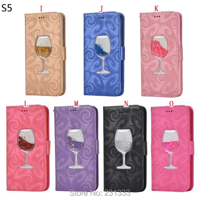 Red Wine Cup Liquid Wallet Leather Pouch Case For Samsung Galaxy S5 S6 S7 EDGE A310 A510 J510 J710 J5 J7 Stand Card Cover 100pcs | Мобильные