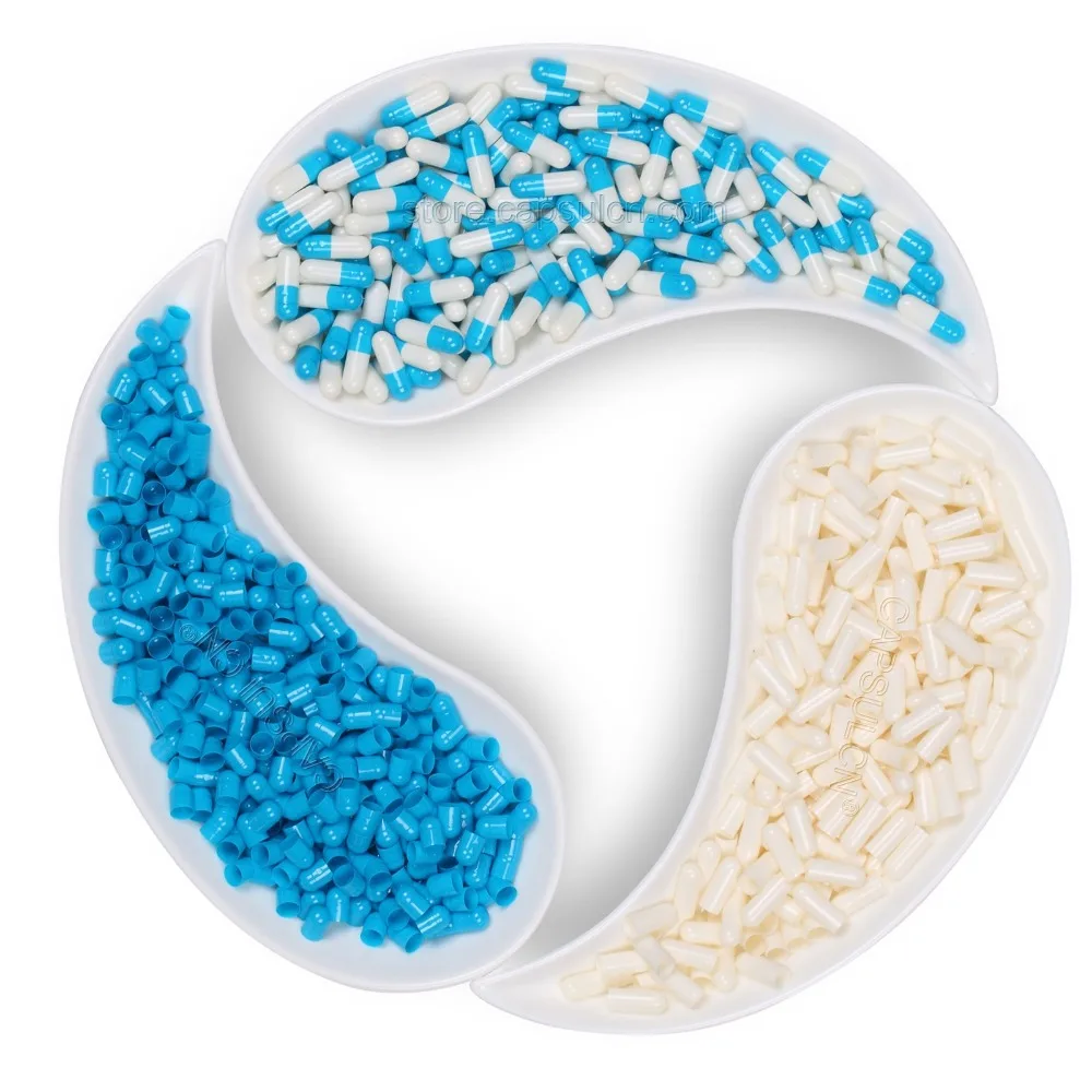 (Размер 4) 5000 Шт./Коробка Пустые Желатиновые Соединенные Цвет Белый & Синий