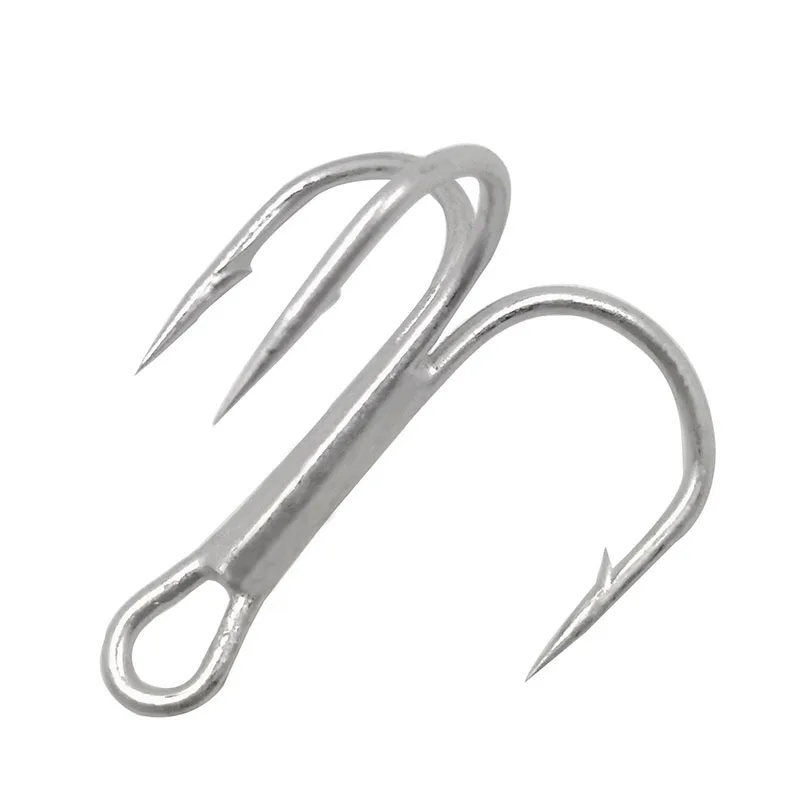 

10pcs/lot Super Sharp Saltwater Silver Fishing Hooks High-Carbon Steel 3X Treble Hooks 2#-10# High Strength Hooks Tackle