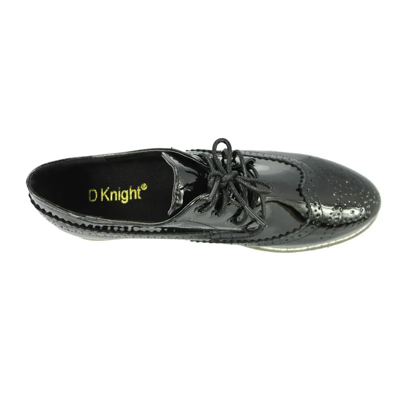 

Rubber Brogue Shoes Woman Platform Oxfords British Style Casual Creepers Flat Women Shoes Patent Leather Lace Up Footwear Female