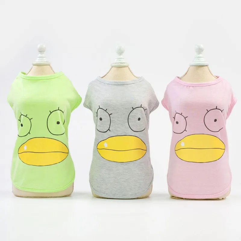 Футболка для собак мягкая одежда щенков милая с большим горлом и уткой летняя