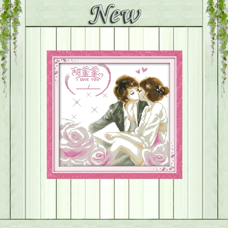 Набор для вышивки крестиком Sweet love boy kiss girl в китайском стиле DMC 11CT 14CT сделай сам |