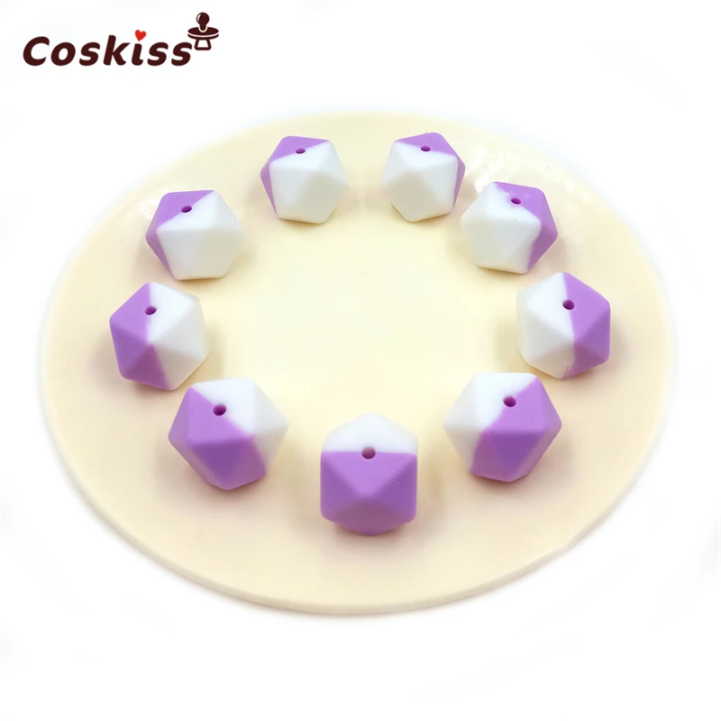 Coskiss 10 шт. силиконовые бусины для прорезывателя двухцветные 17 мм