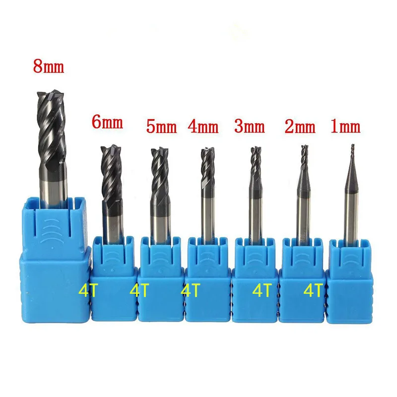 Концевая фреза из карбида вольфрама HRC45 HRC55 3f 2/4 F 1/2/3/4/5/6/8 мм 7 шт.|aluminium milling cutter|milling