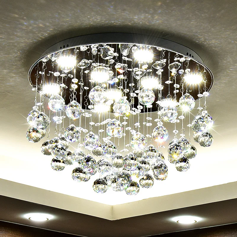 

Modern fashion romantic circular K9 crystal LED ceiling lamp DIY home deco dining room stainless steel ceiling lighting fixture