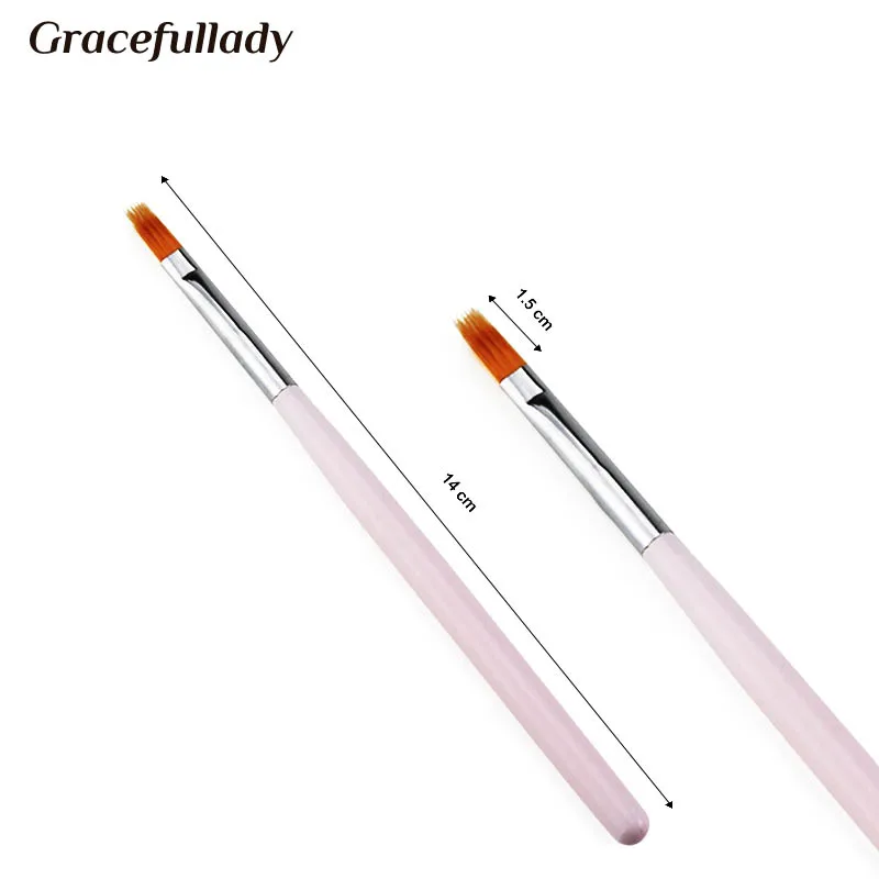 1 Pcs Gradient Nail Brush UV Gel Pen Drawing Painting Brushes Pink Handle Manicure Art Tool | Красота и здоровье