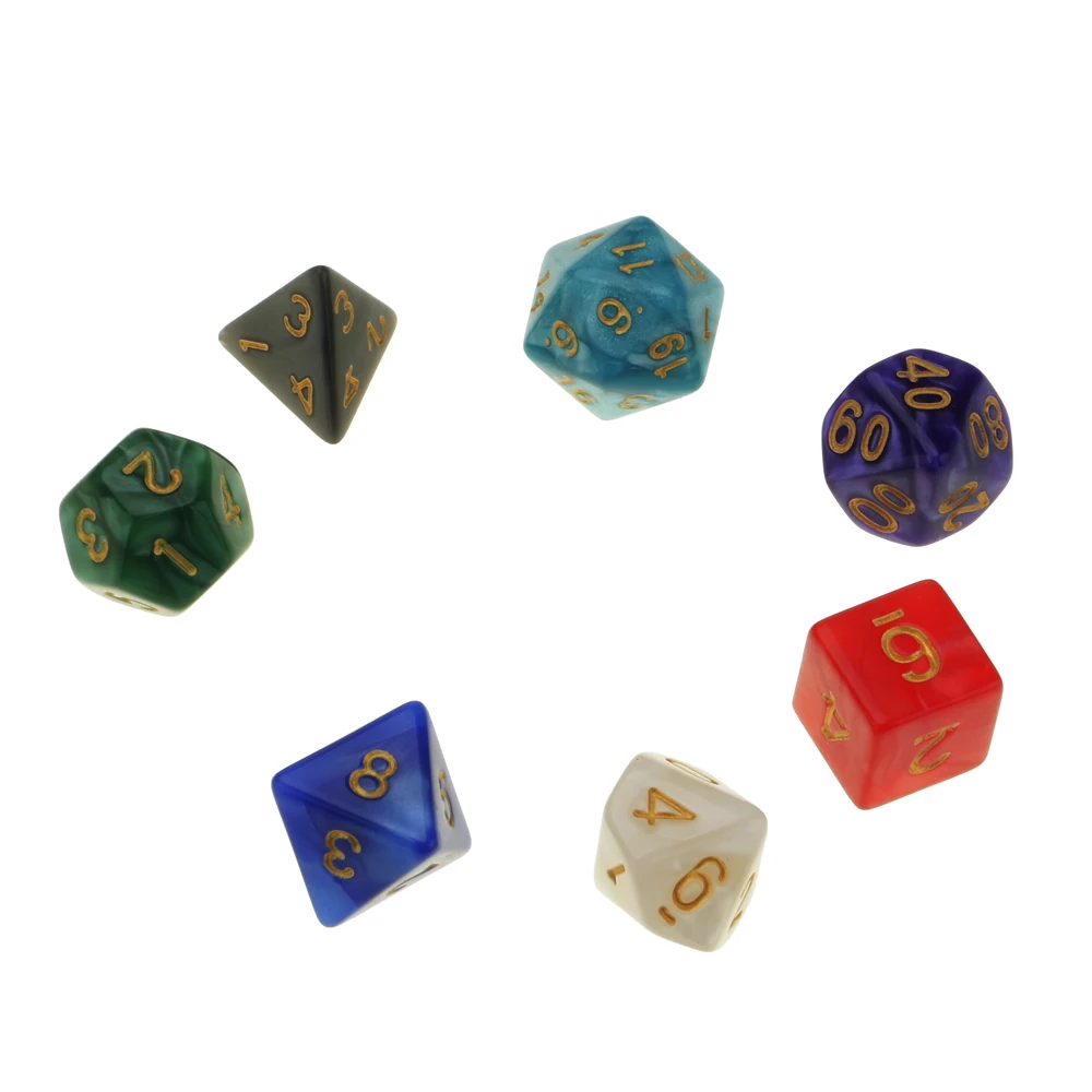7 шт./компл. D20 D12 D10 D8 D6 D4 многогранные игральные кости игрушки подарок