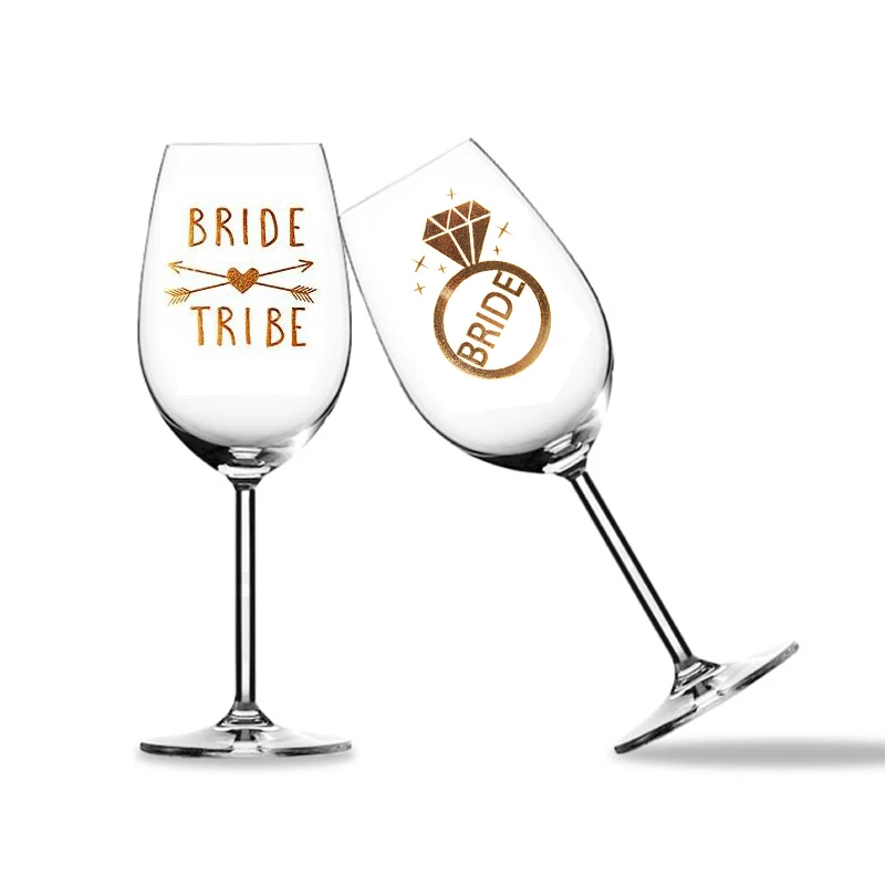 

Team Bride Tribe Bridesmaid groom mr mrs Wine Glass sticker for Bride To Be Bachelorette Hen Party Bridal Shower decoration gift
