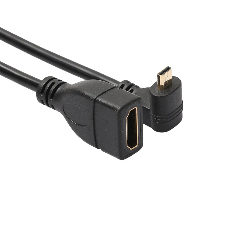 90/270 градусов прямоугольный переходник Micro HDMI штекер-HDMI гнездо для кабеля 1080P 100